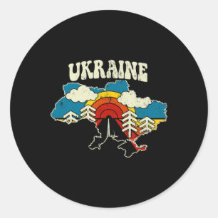 Ukraine Vintage Ukrainisches Land Regenbogen Retro Runder Aufkleber