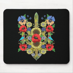 Ukraine Vögel Rote Mohnblumen Trysub Retro Ukraini Mousepad