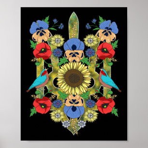 Ukraine Vögel Sonnenblume Trysub Vintage Ukrainisc Poster