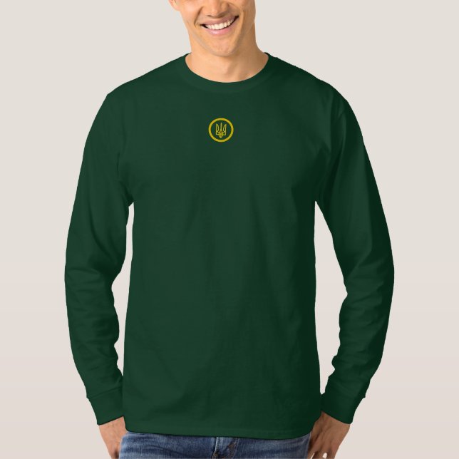 Ukraine Volodymyr Zelensky Green Golden Trident T-Shirt (Vorderseite)