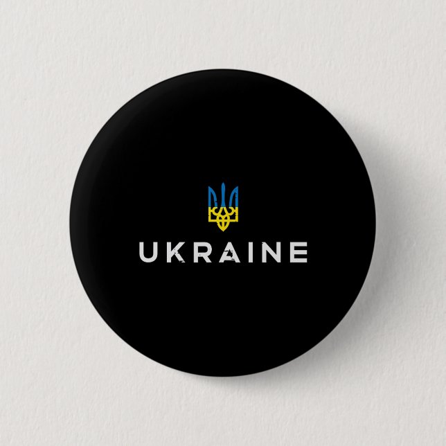 Ukraine-Wappen Emblem Ukrainischer Dreizack Tryzub Button (Vorderseite)