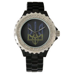 Ukraine-Wappen-Trident-Trendsub-Spiralmuster Armbanduhr