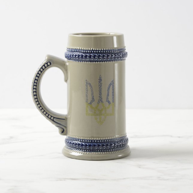 Ukraine-Wappen-Trident-Trendsub-Spiralmuster Bierglas (Links)