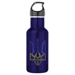 Ukraine-Wappen-Trident-Trendsub-Spiralmuster Edelstahlflasche