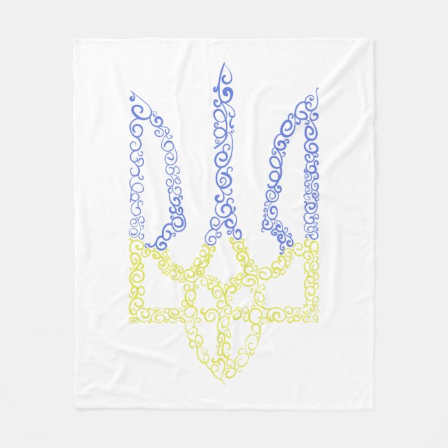 Ukraine-Wappen-Trident-Trendsub-Spiralmuster Fleecedecke (Vorderseite)