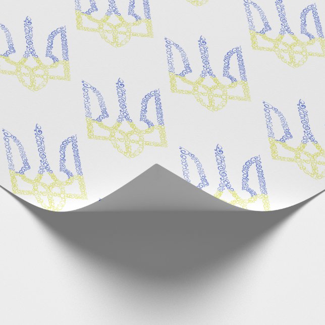 Ukraine-Wappen-Trident-Trendsub-Spiralmuster Geschenkpapier (Ecke)