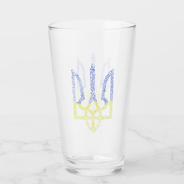 Ukraine-Wappen-Trident-Trendsub-Spiralmuster Glas (Vorderseite)