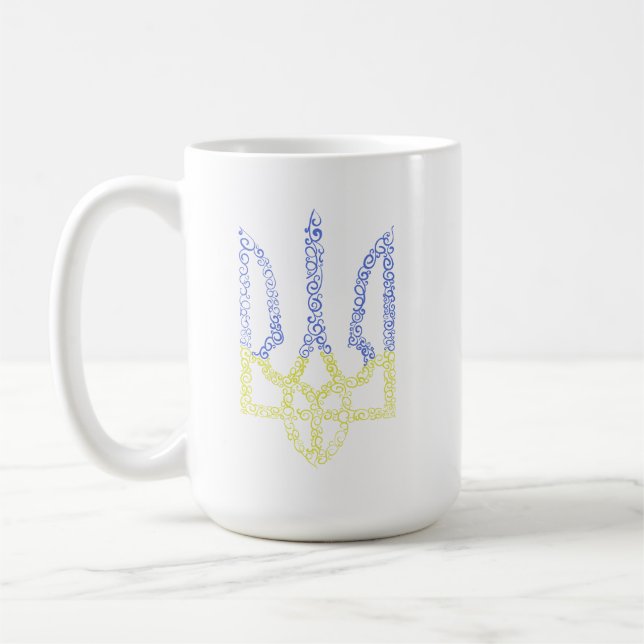 Ukraine-Wappen-Trident-Trendsub-Spiralmuster Kaffeetasse (Links)