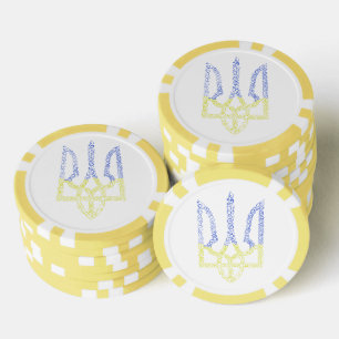 Ukraine-Wappen-Trident-Trendsub-Spiralmuster Pokerchips