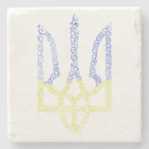 Ukraine-Wappen-Trident-Trendsub-Spiralmuster Steinuntersetzer