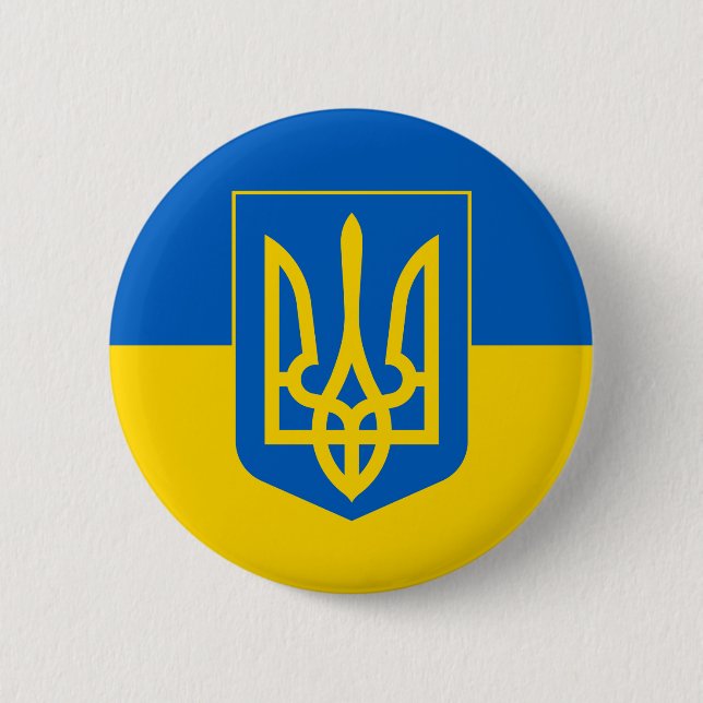 UKRAINE-Wappen und Flagge Button (Vorderseite)