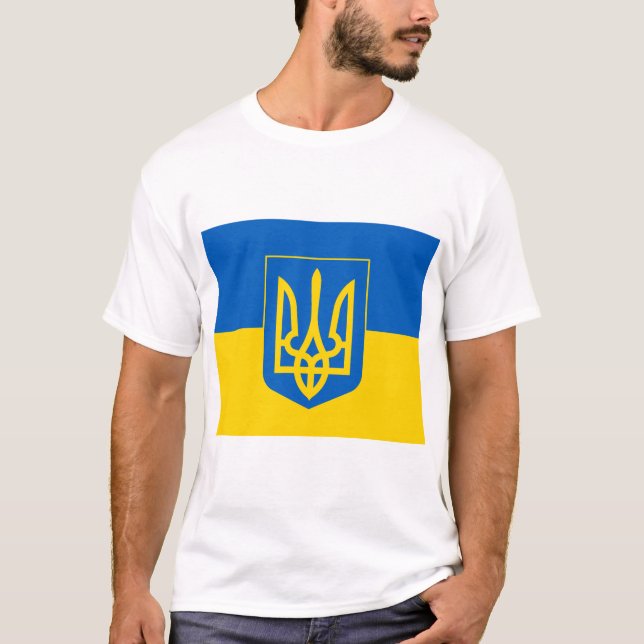 UKRAINE Wappen und Flagge T-Shirt (Vorderseite)