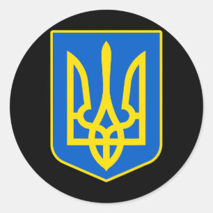 Ukraine Wappen zeigt ukrainischen Stolz Tryzub L Runder Aufkleber