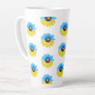 Ukraine Wasserfarbe Sonnenblume blau gelbe Flagge Milchtasse