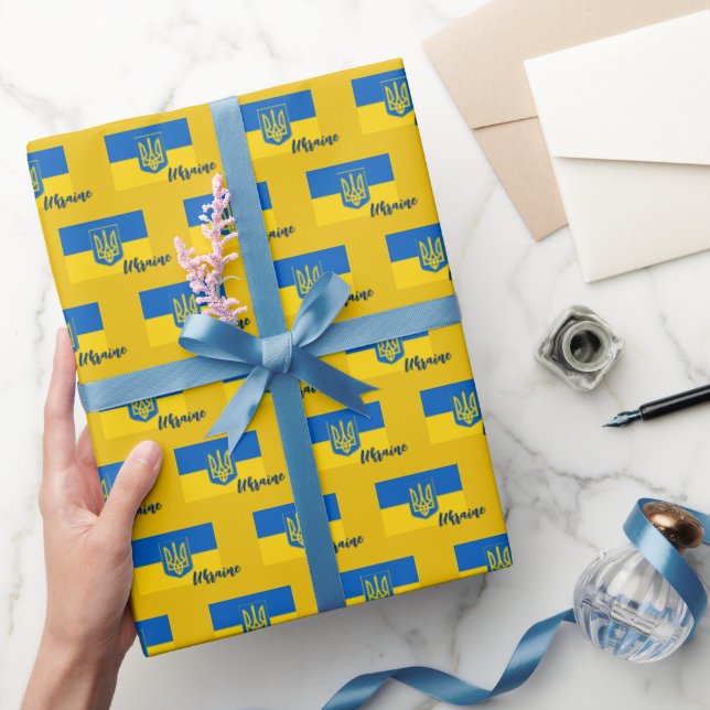 Ukraine Wrapping Paper, ukrainische Flag patriotis Geschenkpapier (Schenken)