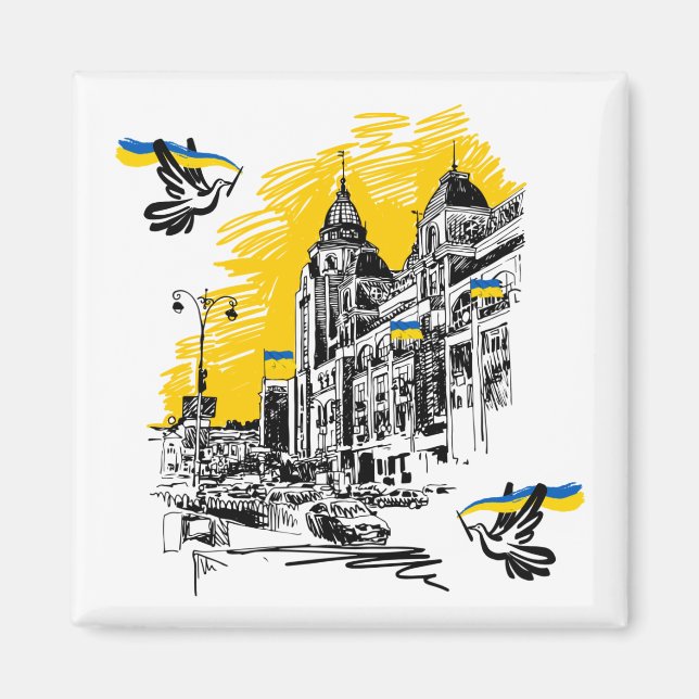 Ukraine zeichnend Hintergrund Magnet (Vorne)