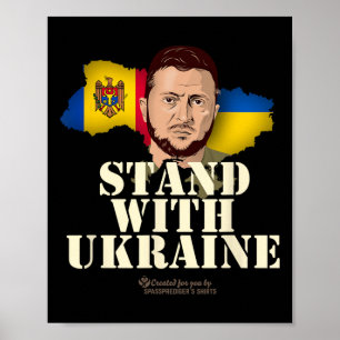 Ukraine Zelensky Flaggen der Republik Moldau und  Poster