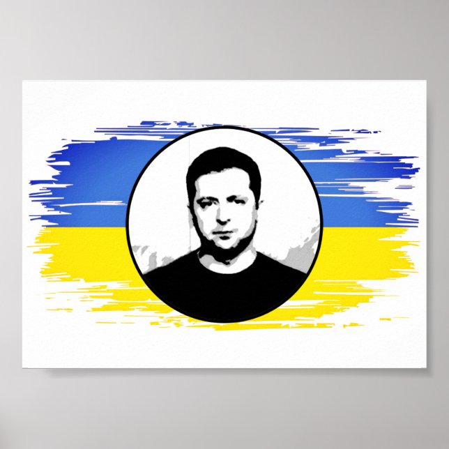 Ukraine Zelenskyj-blaue gelbe Flagge Poster (Vorne)