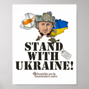 Ukraine Zypern Flaggen Selenskyj Stand With Ukrain Poster