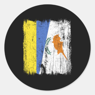 Ukraine Zypern Halbflagge Ukrainisches Zypriotisch Runder Aufkleber