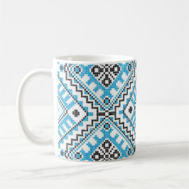 Ukrainer Vyshyvanka blaue geometrische Kaffeetasse
