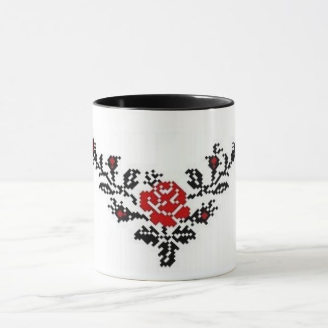 Ukrainer Vyshyvanka Rosen-Stickerei-Tasse Tasse (Zentrum)