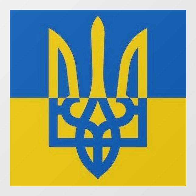 Ukrainian Coat of Arms - Trident I Support Ukraine Fensteraufkleber (Blatt)