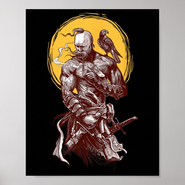 Ukrainian Cossack Warrior Holding Sword Fighting F Poster (Vorne)