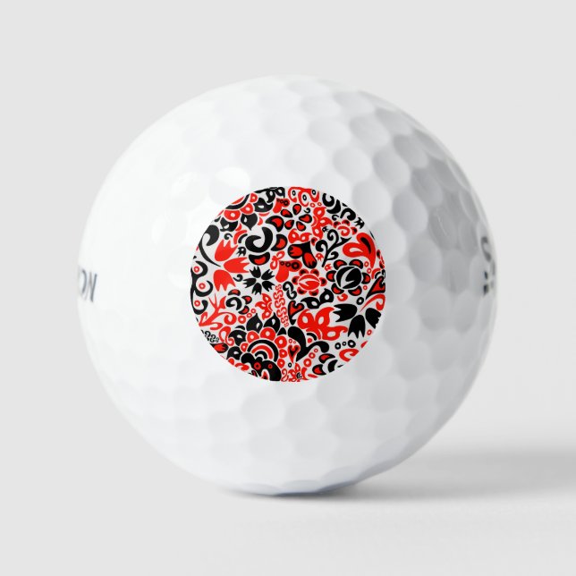 Ukrainian ethnic folk art floral pattern absrtact  golfball (Vorderseite)