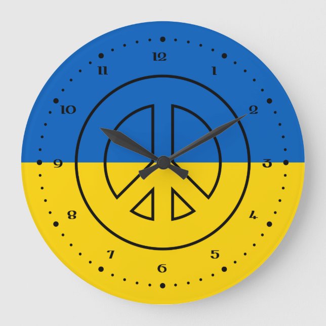 Ukrainian flag peace sign große wanduhr (Vorderseite)