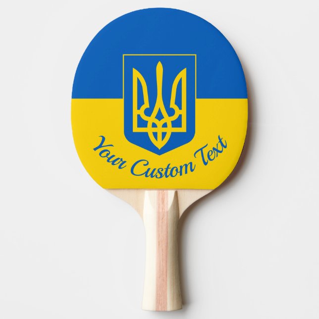 Ukrainian flag with coat of arms and custom text tischtennis schläger (Vorderseite)