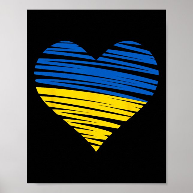 Ukrainian Heart Flag Colors Blue Yellow Ukraine Pe Poster (Vorne)