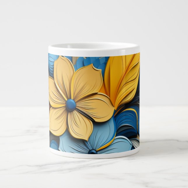 Ukrainian motifs blue and yellow X-Large Mug Jumbo-Tasse (Vorderseite)