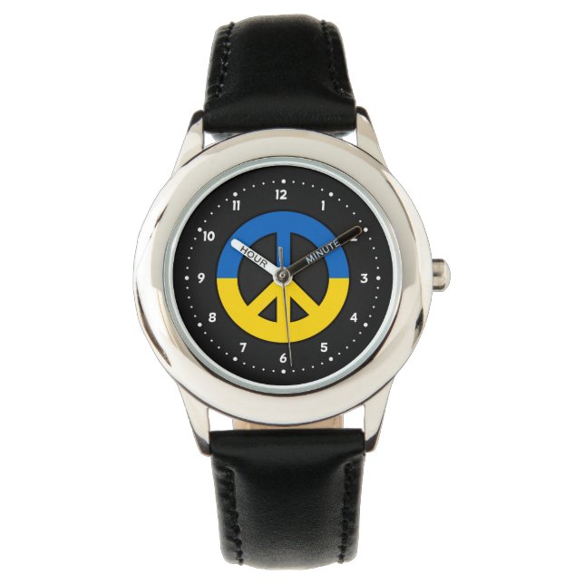 Ukrainian peace sign on a black background armbanduhr (Vorderseite)