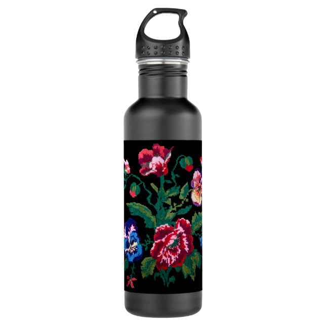 Ukrainian traditional vushuvanka folk art pattern edelstahlflasche (Vorderseite)