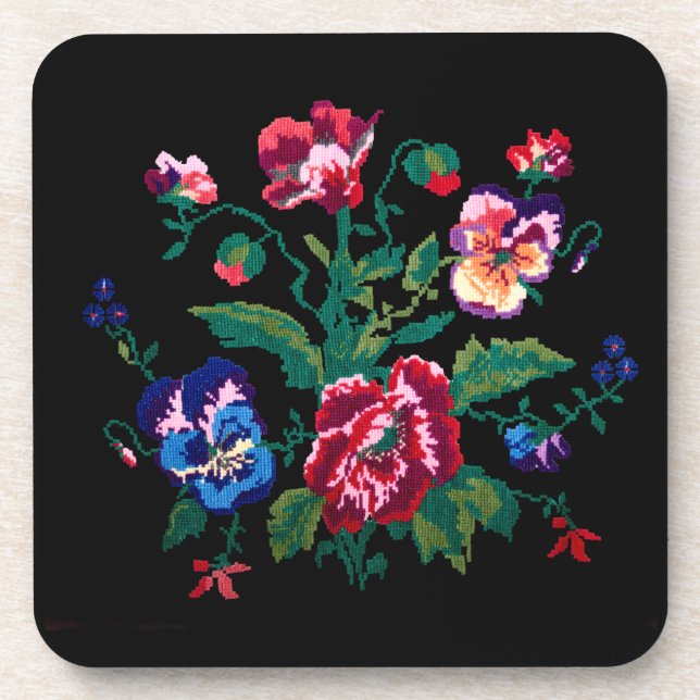 Ukrainian traditional vushuvanka folk art pattern getränkeuntersetzer (Vorderseite)