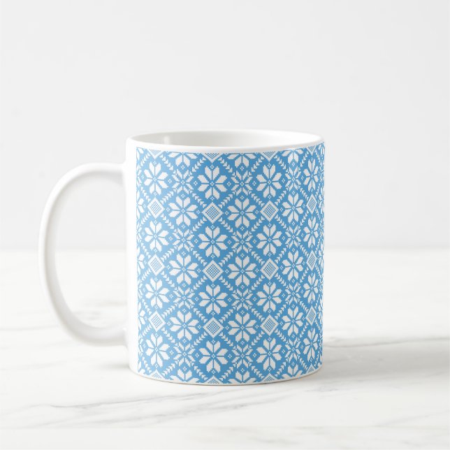 Ukrainian traditional vushuvanka folk pattern blue kaffeetasse (Links)