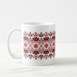 Ukrainian traditional vushuvanka folk pattern red kaffeetasse