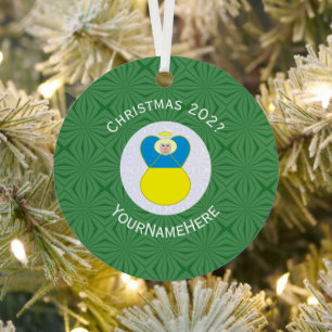Ukrainianischer Engel Weihnachtsflagge Personalisi Ornament Aus Metall