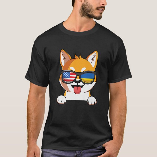 Ukrainisch-Amerikanisch-Shiba Inu Dog Ukraine USA  T-Shirt (Vorderseite)
