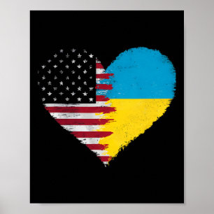 Ukrainisch Amerikanische Flagge Amerika USA Ukrain Poster