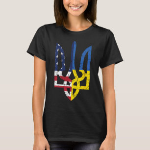 Ukrainisch-Amerikanische Flagge Symbol Liebe Unter T-Shirt