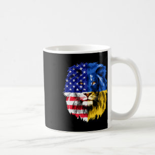 Ukrainisch Amerikanische Flagge Ukraine Löwengesic Kaffeetasse