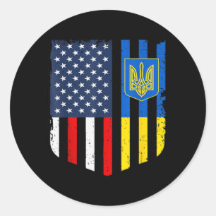 Ukrainisch Amerikanische Flagge Ukraine USA Amerik Runder Aufkleber