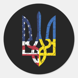 Ukrainisch-amerikanisches Flaggen-Symbol Liebe Unt Runder Aufkleber