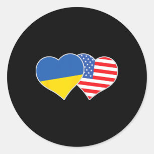 Ukrainisch Amerikanisches Herz Liebe Ukraine USA-F Runder Aufkleber