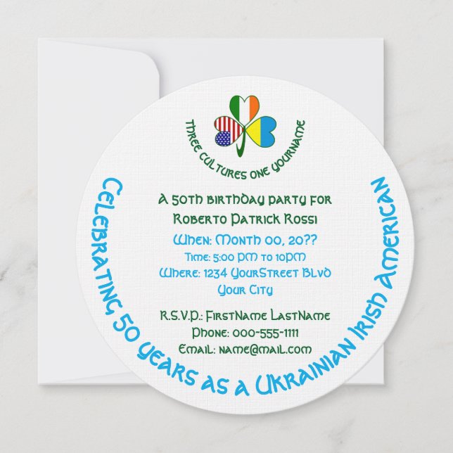 Ukrainisch-amerikanisches Kleeblatt Personal Einladung (Vorderseite)