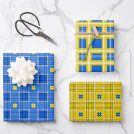 Ukrainisch Blau und Gelb Kariert Geschenkpapier Set