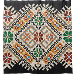Ukrainisch Cross-Stitch: Ethnisch handgefertigte M Duschvorhang