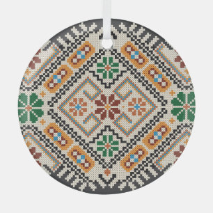 Ukrainisch Cross-Stitch: Ethnisch handgefertigte M Ornament Aus Glas